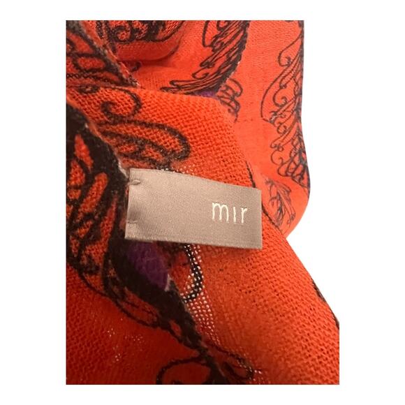 MIR Wool Cashmere Blend Rectangular Scarf Orange Women's One Size Accessory Boho - Picture 6 of 7